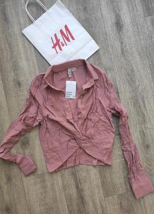 Рубашка вискоза h&m пог 40, пот,32, длина 47