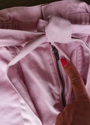 Стильные шорты высокая посадка котон розовые4 фото