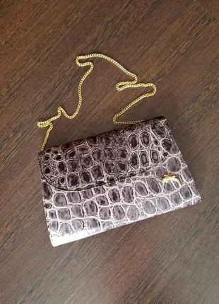 Кожаный клатч крокодил кожаная сумка крокодиловая vera pelle сумка на цепочке1 фото