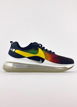 Легкие спортивные кроссовки nike air max 720 black yellow демисезонные найк аир макс