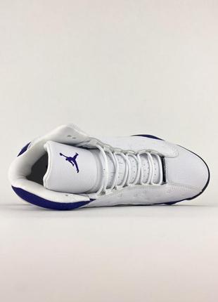 Топовые мужские кроссовки высокие nike air jordan 13 white violet демисезонные найк джордан2 фото