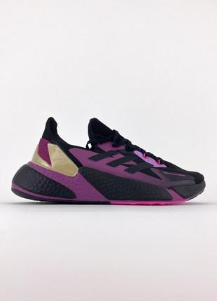 Легкие спортивные кроссовки adidas x9000l4 core black x purple демисезонные адидас1 фото