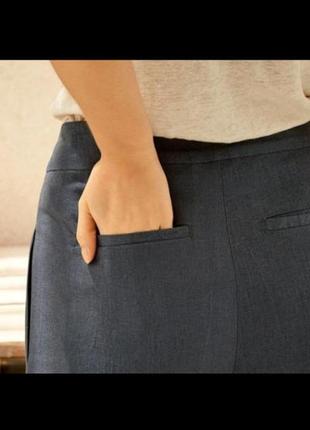 Стильные широкие брюки из смесового льна2 фото