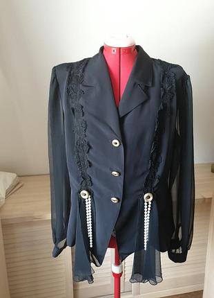 Блуза чорна ошатна вінтаж шовк