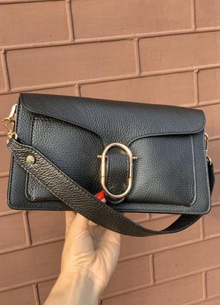 Шкіряна чорна жіноча сумочка в стилі бренду виробництво італія