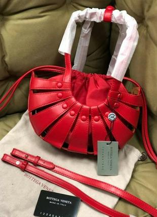 Шкіряна Сумка червона вінтаж в стилі bottega🍒
