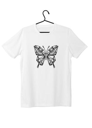 Базовая белая футболка приталеного кроя, хлопок slim fit butterfly