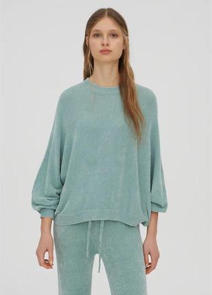 Свитер из синели бирюзовый pull&bear - xs, s, m