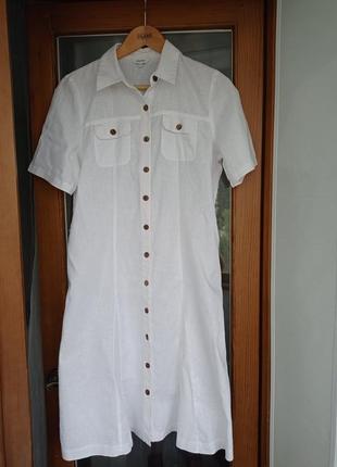 Платье-рубашка с коротким рукавом хлопок лен papaya 12 uk
