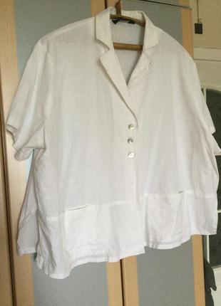 Белый, льняной пиджак с карманами в стиле « бохо .1 фото