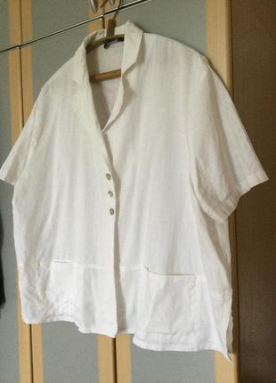 Белый, льняной пиджак с карманами в стиле « бохо .2 фото