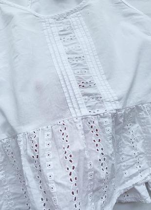 Блуза, блузка, топ, топик, топік, майка, белая, біла, хлопковая, бавовняна, с рюшами, h&m4 фото