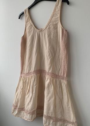 Платье в бельевом стиле будуарное кружева бежевое винтажное зара5 фото