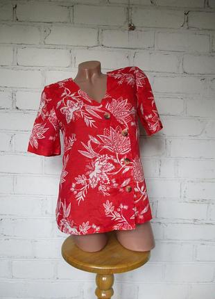 Блуза/сорочка/яскрава сорочка в квіти лляна/льняна