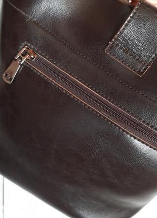 Сумка натуральная кожа коричневая,  сумка с ручкой,  с ремешком5 фото