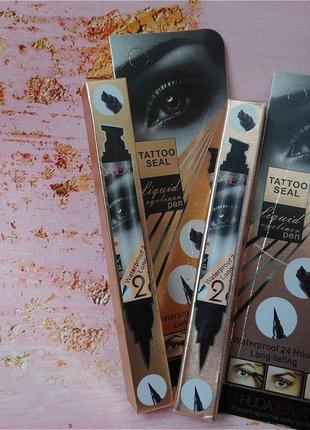 Підводка-маркер для очей hudabeauty waterproof eyeliner pen із штампом 2в1