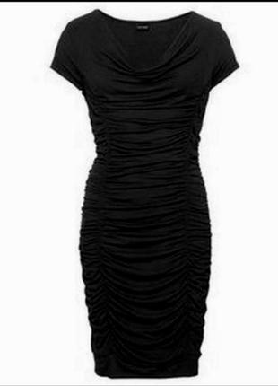 Нове натуральне базове чорне стречевое міді сукні з драпіруванням bonprix