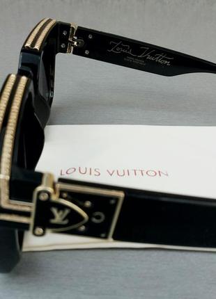 Окуляри в стилі louis vuitton  унісекс модні сонцезахисні великі чорні з градієнтом з золотим логотипом4 фото