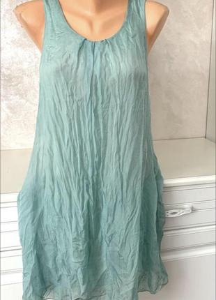 Бірюзове плаття вільного фасону з натурального шовку