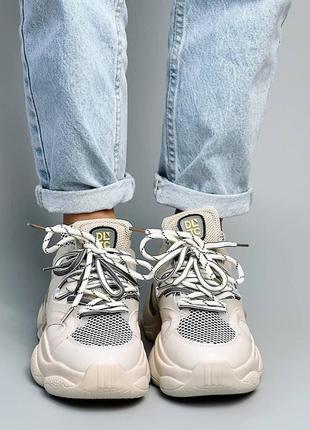 Бежевые модные женские кроссовки 6841 (маломерят)9 фото