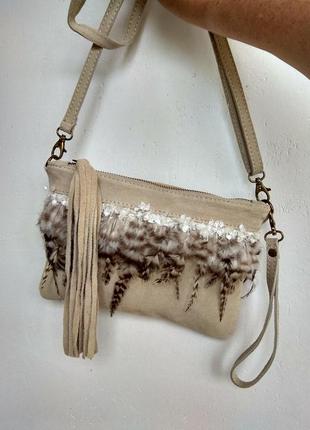 Кожаная замшевая сумка  Moda In Pelle италия