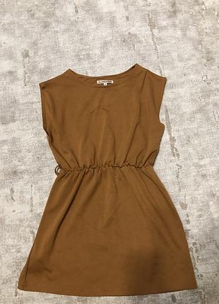 Платье короткое туника под пояс на резинке