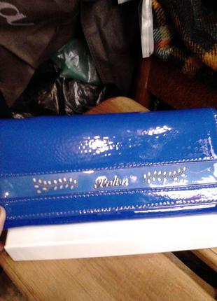 Кожаный кошелек красивого голубого цвета balisa4 фото