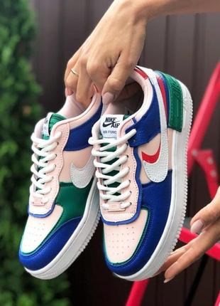 Nike air force 1 shadow🆕жіночі шкіряні кросівки найк аір форс🆕сині з рожевим