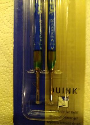 Parker quink ballpoint pen gel ink refills, medium tip 2 blue стрижень гелевий синій 2 шт original2 фото