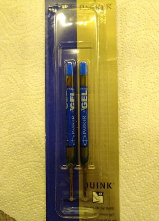 Parker quink ballpoint pen gel ink refills, medium tip 2 blue  стержень гелевый синий 2 шт original1 фото