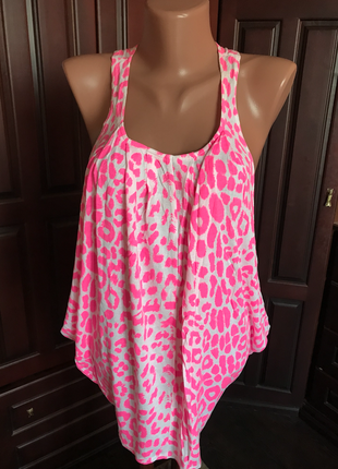 Модная розовая пляжная майка леопардовый принт new look2 фото