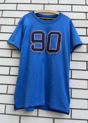 Новая,синяя футболка с принтом,лен и полиэстер)премиум бренд унисекс & jones6 фото