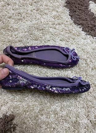 Балетки тапочки в пайетках фиолетовые 29