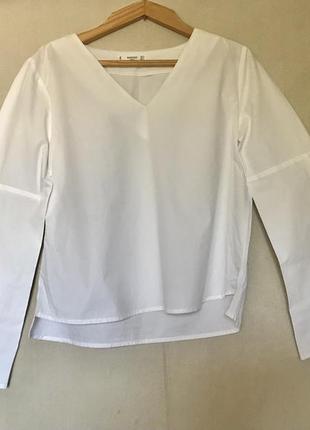 Блуза рубашка с вырезом и широкими рукавами5 фото