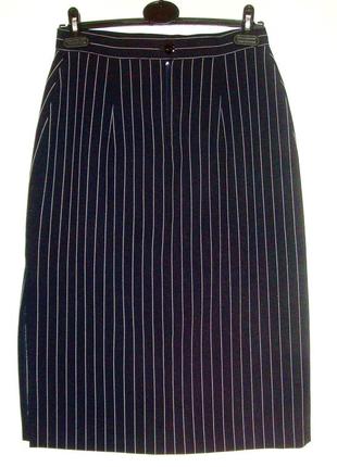 Radom актуальная классическая юбка тёмно-синяя в белую полоску прямая миди женская 46 484 фото