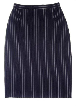 Radom актуальная классическая юбка тёмно-синяя в белую полоску прямая миди женская 46 482 фото