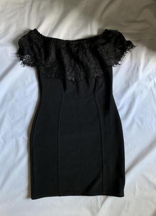 Коротке чорне плаття міні платье мини короткое сукня коротка з відкритими плечима4 фото