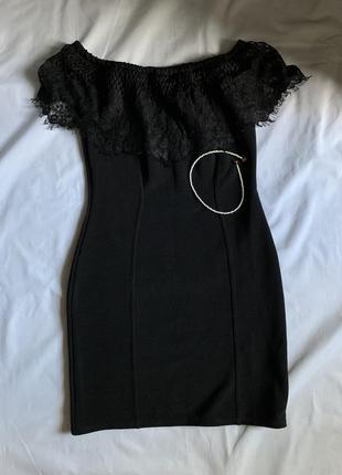 Коротке чорне плаття міні платье мини короткое сукня коротка з відкритими плечима2 фото