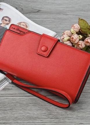 Модний жіночий гаманець клатч червоний, блакитний, фіолетовий портмоне