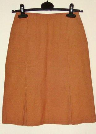 Стильная мини юбка со складами бежевая мелкий вельвет женская 38-404 фото