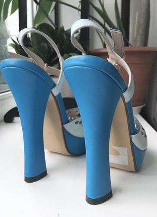 Ажурные босоножки туфли spagna на каблуке каблуках кружевные гипюровые высокие голубые4 фото