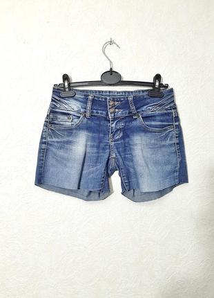 Отличные шорты джинсовые короткие стрей-котон резанные женские 44 46 27
