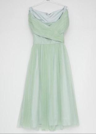 Неймовірна ніжна сукня міні з тюля з відкритими плечима7 фото