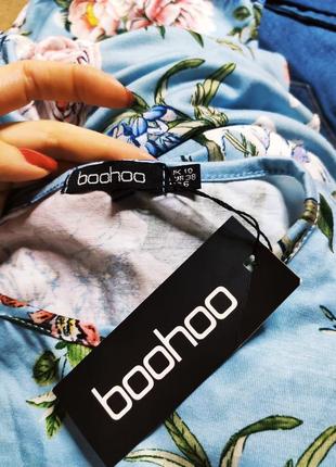 Boohoo платье сарафан голубое длинное миди прямое по фигуре новое цветочный принт4 фото