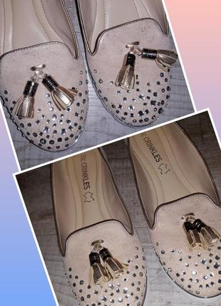 Кожаные,пудровые,невесомые туфли-мокасины сrinkles 40р 26см5 фото