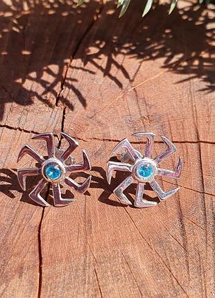 Серьги коловрат из серебра