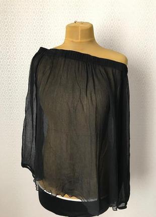 Шелковая полупрозрачная черная блуза от sportmax (max mara), размер m-l-xl3 фото