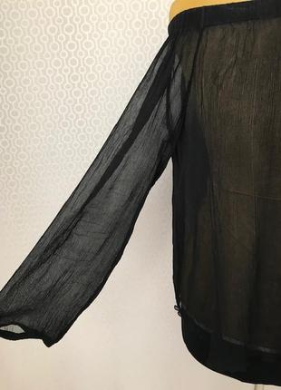 Шовкова напівпрозора чорна блуза від sportmax (max mara), розмір m-l-xl9 фото