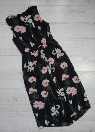 Шифоновое платье миди в цветы р.10 (м)7 фото