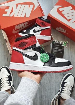 Стильные мужские кроссовки демисезонные высокие nike air jordan кожаные найк